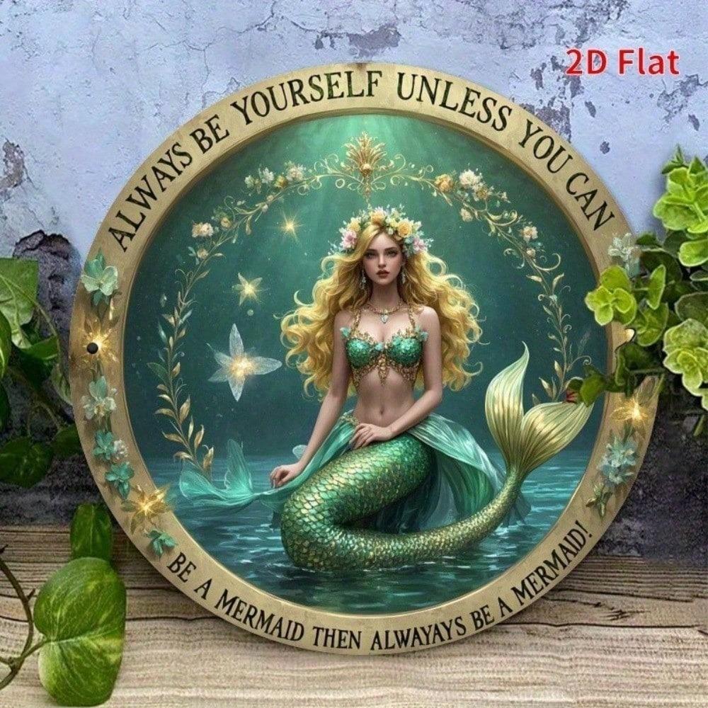 Vintage Metal Tin Sign Mermaid Quote 8x8 Inch Wall Art Decor For Home Bar