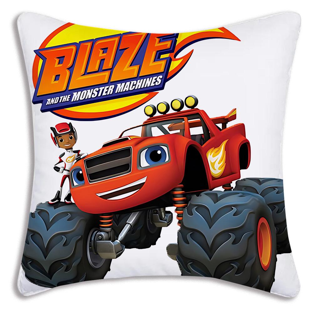 Blaze and the Monster M-Machines Pillow Covers Cartoon Sofa Decorative Home Double-sided Printing Short Plush Cute Cushion Cover