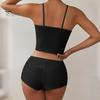 Dámský 2dílný pyžamový set Letní sexy Crop Cami Top a šortky Set ležérní žebrované spací prádlo s květinovou výzdobou