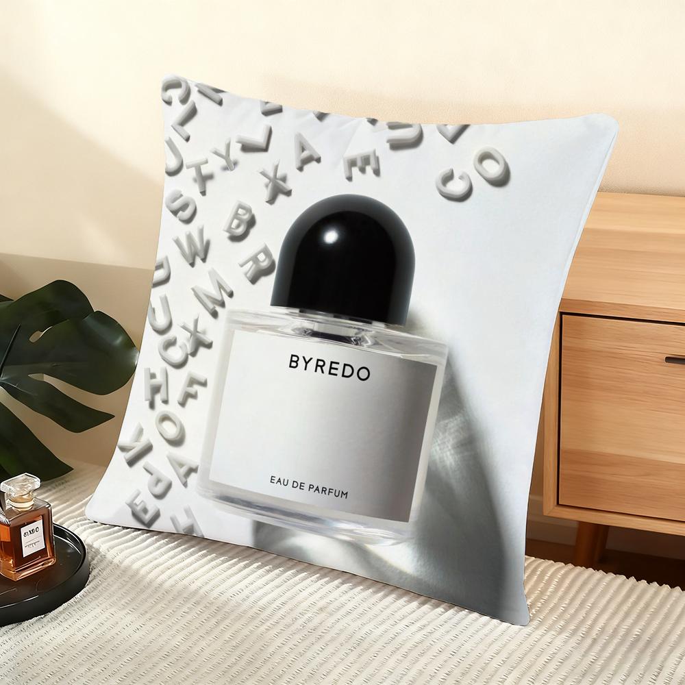 B-B-Byredo Perfume Cushion Cover Silky Short Plush Home Sofa Cushion Cover - Invisible Zipper Home Decoration
