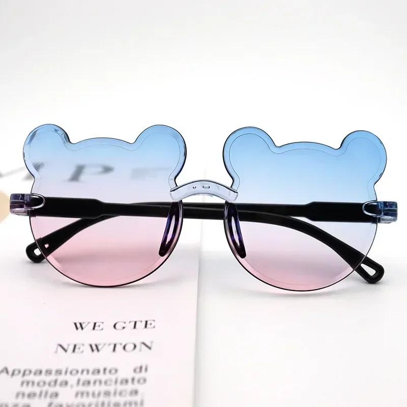 Kids Sun Sunglasses Bear Shape Children Glasses Cartoon Rimless UV400 Child Eyeglasses Outdoor Anti-Glare Girls Boys Sunglasses