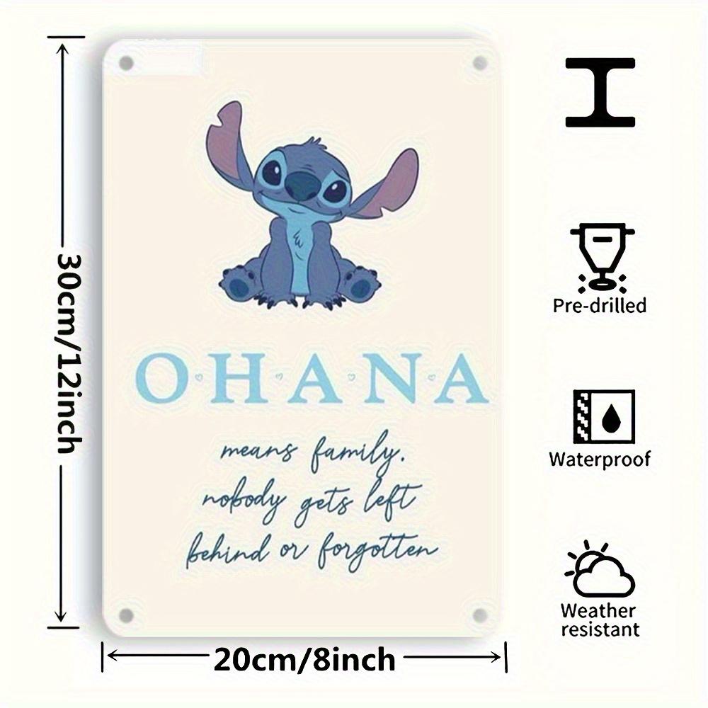 1pc Stitch Metal Wall Art Sign 8"x12" - Ohana Means Family Retro Plaque with Stitch Character, Durable Metal Home Decor for Nurs