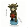 Bovine Figurine Cartoon with Base Shaggy Toy for Collectors, Shelf, Desk, Office