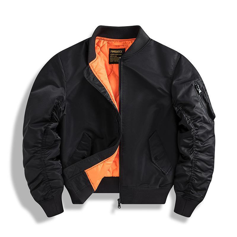 

Мужская хлопковая куртка на весну и осень, повседневная куртка-авиатор для работы M чёрный