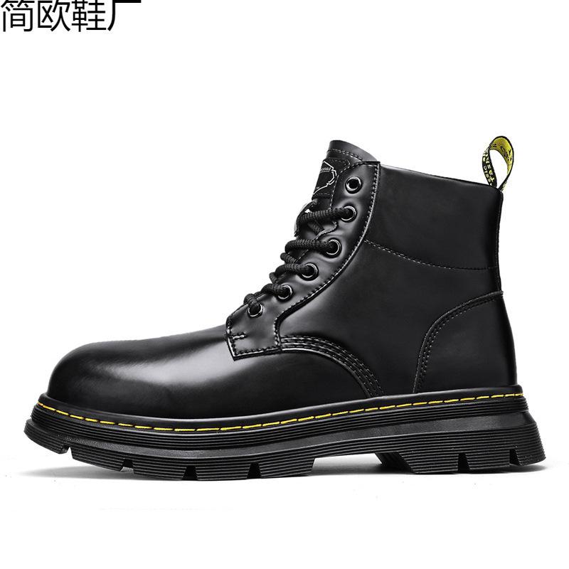 Martin Boots Motorcycle Boots Men s Hole Open Edge Bead Hard Leather Short Boots Men s Martin Boots 39 чёрный