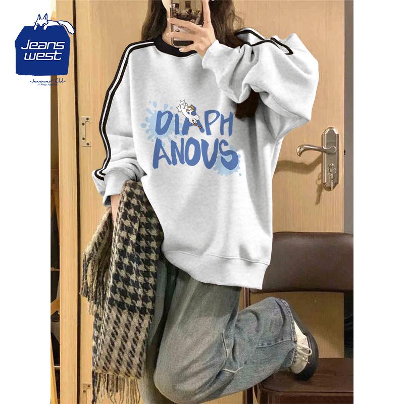 

JEANSWEST CLUB Women s Retro Striped Crew Neck Sweatshirt XL