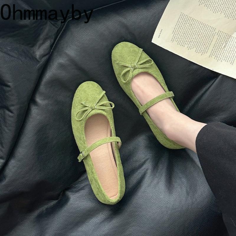 Spring New Women Ballet Flats Concise Round Toe Shallow Slip On Ladies Shoes Soft Sole Butterfly-knot Eelgant Dress Shoes