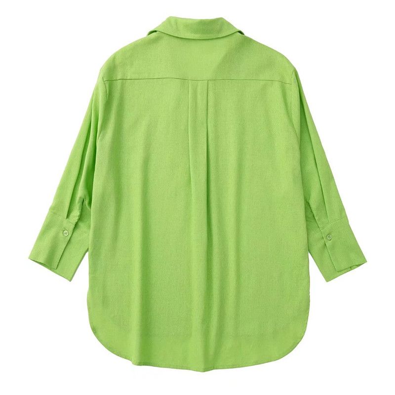 Ur Women's Spring Clothing Fashion Casual Long Sleeve Linen Shirt