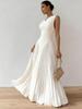 New  Elegant A-Line Ruched Waist Long Dress Evening Gown Women's Clothing