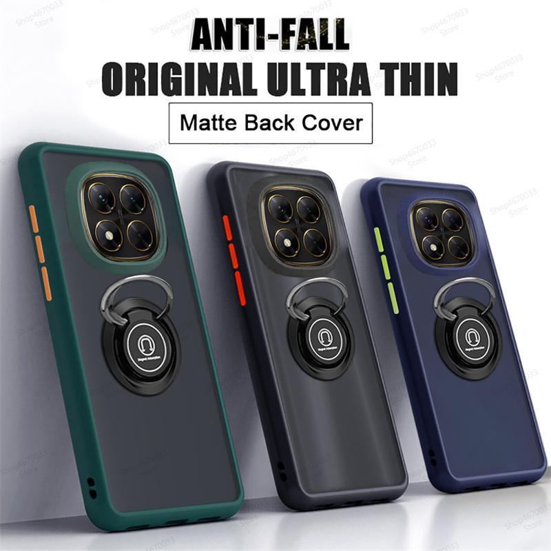 Magnetic Ring Holder Phone Case For POCO X7 M6 F6 X6 Pro X4 F4 GT X3 NFC Matte Armor Cover For POCO F5 X5 X4 M4 M3 X3 Pro F3
