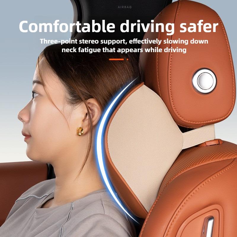 Nappa Leather Car Neck Cushion Waist Support Pillow Memory Foam Car Headrest Lumbar Support Seat Accessories Car Neck Pillow Set