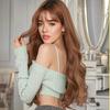 New High-temperature Wire Machine-made Wig Full-head Womens Air Bangs Long Curly Hair Water-wave Curls Internet-celebrity