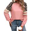 Fashion Fashion Leopard Print Print Raglan Sweatshirt Women 2025 Winter New Arrival Color Contrast Patchwork Pullover Tops Women