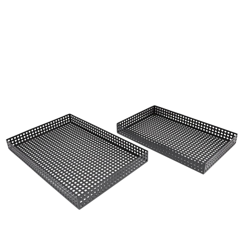 Modernes schwarzes Metallnetz-Tee-Tablett: Minimalistische Aufbewahrung für Wohnzimmer- oder Couchtischdekoration