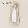 5 Pairs of Women's Spring Summer Thin Cotton Sole Lace Non Slip Boat Socks