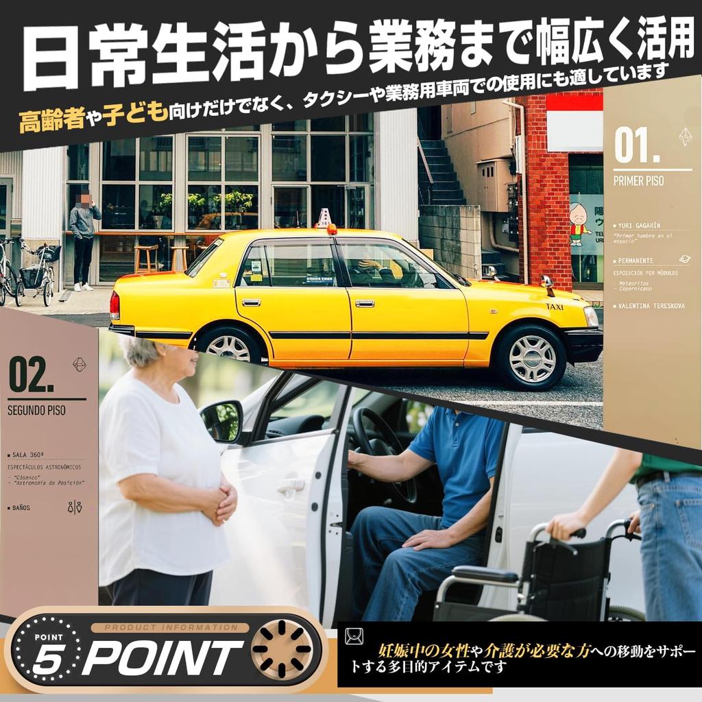 Car Assist Grip, Handle, Handle, Rear Seat Grip, Smooth Type, Brown, Set of 2,