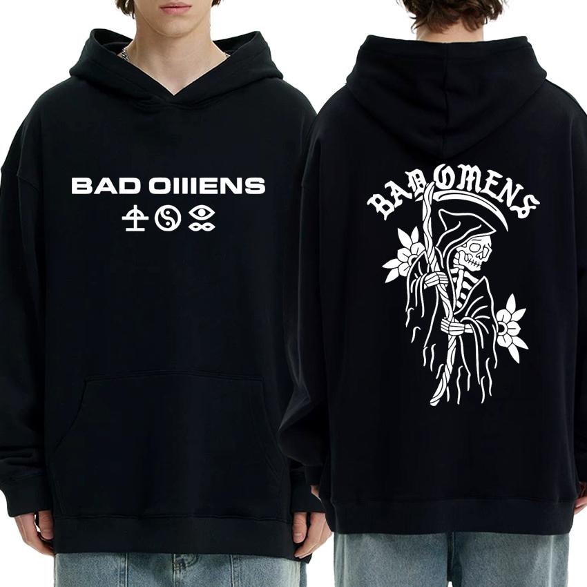 New Bad Omens Band Tour American Music 2025 Double Sided printed Hoodie Unisex hip hop punk streetwear Men women Fleece pullover