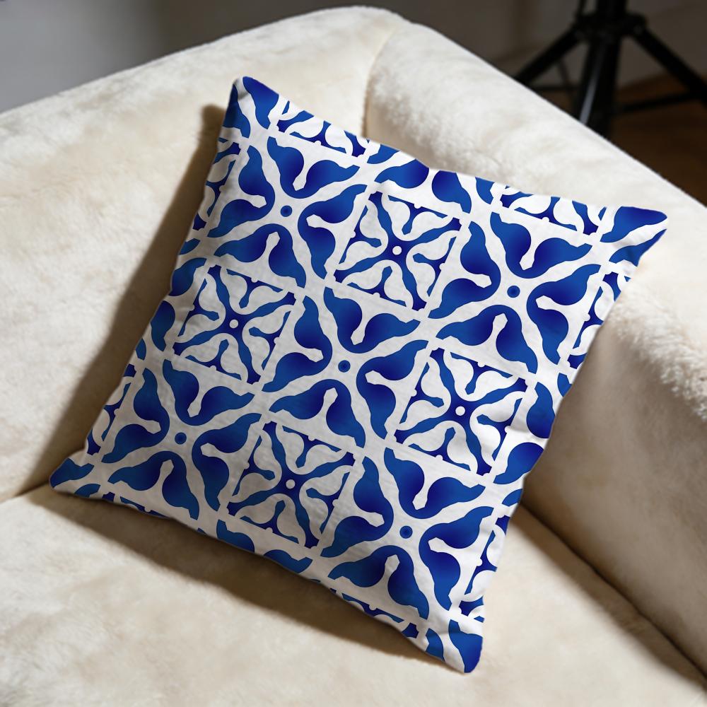 Blue and White Porcelain Cushion Cover Soft Decorative Pillow Case Suitable for Bedroom Sofa Car Travel Use