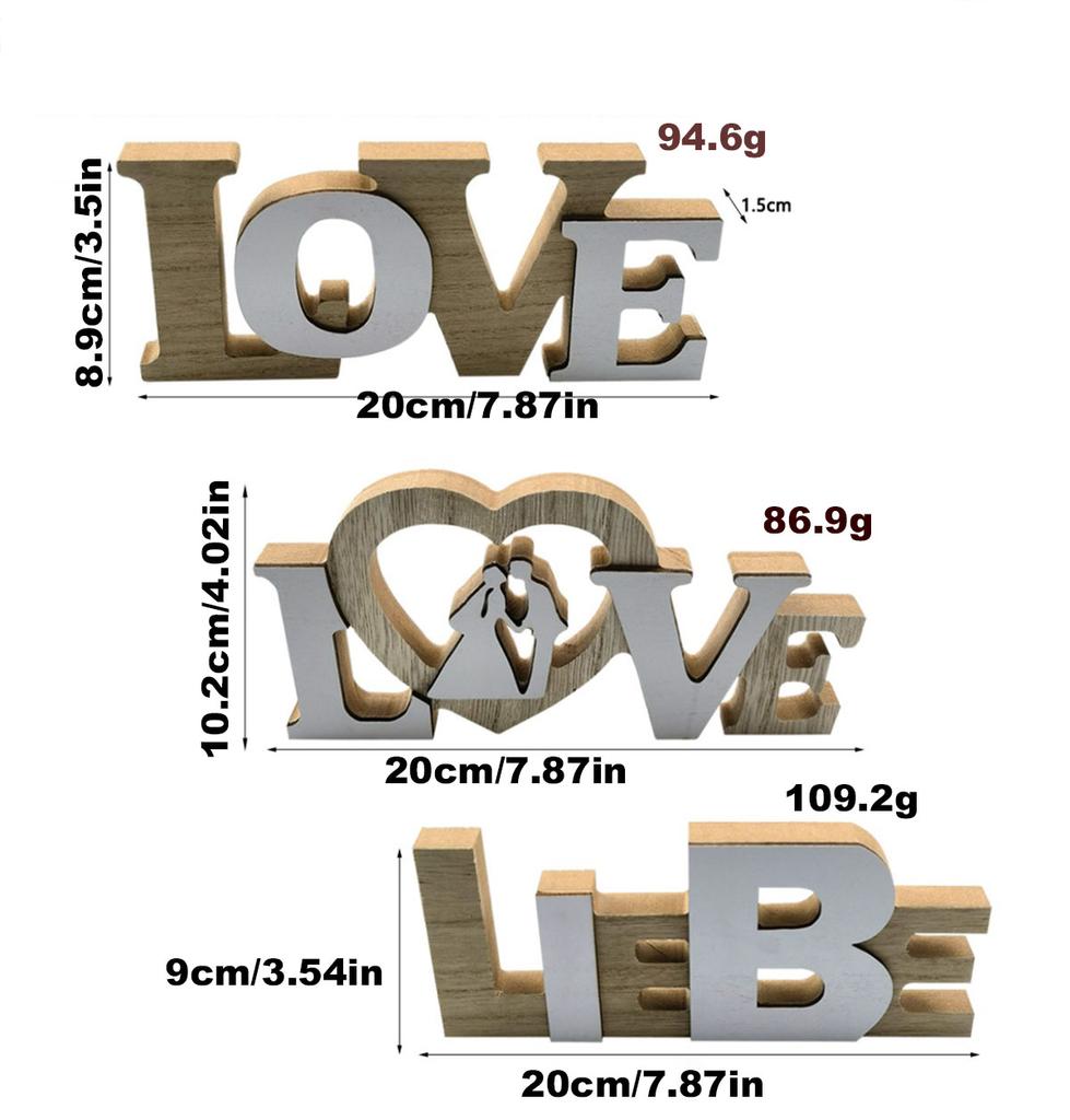 Wooden Ornament Retro Style LOVE Words Wedding Desktop Table Centerpieces LOVE Sign Durable Handicraft