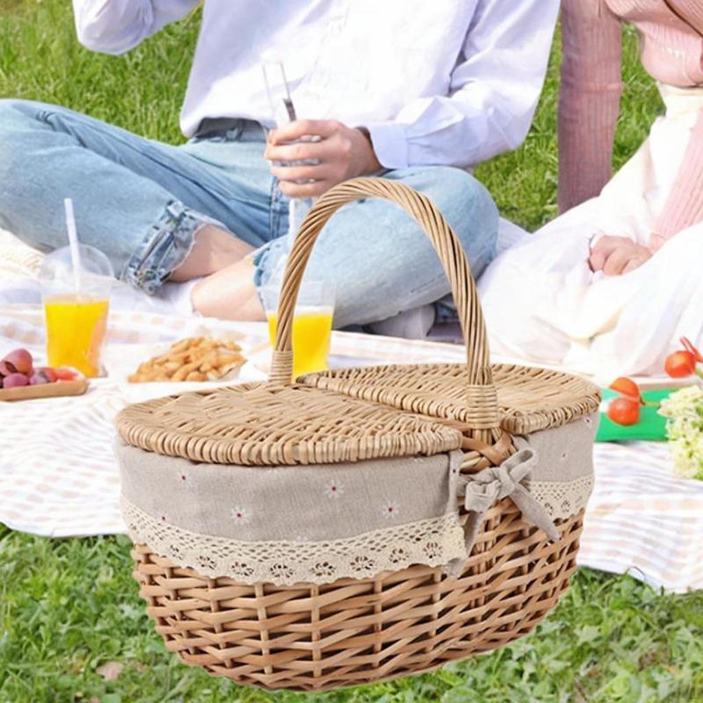 Picnic Basket with Comfortable Handle, Removable Liner And Functional Lid for Picnics, Photography,