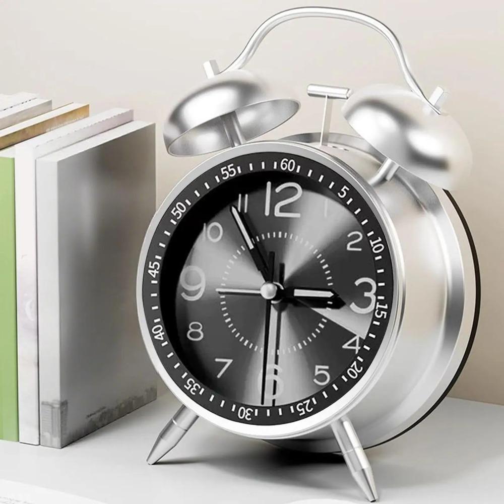 Metal Frame Bedroom Alarm Clock Silent Loud Alarm Clock Twin Bell Alarm Clock Living Room