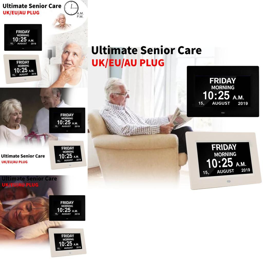 Velký Displej 7palcový Digitální Budík Rámeček na Fotky S Jasným LED Kvalitní Vlastnosti