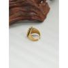 YACHAN Stainless Steel Wide Rings For Women 18 K Gold Plated Tap Metal Texture Natural Stone Wide Ring Trendy Jewelry Gift