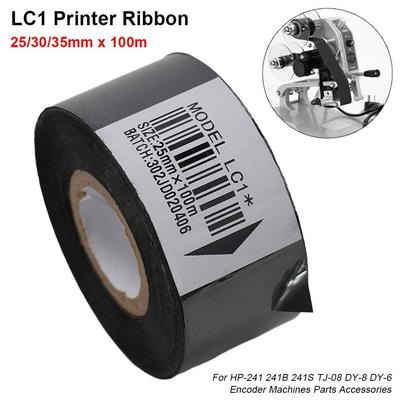 1Roll Black LC1 Printer Ribbon 25/30/35mm 100m Printer Tape Thermal Coding Printing Machine Parts