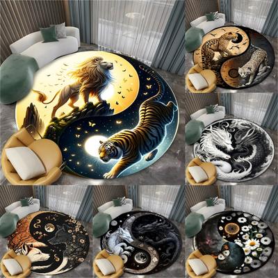 Mysterious Yin-yang Tiger Dragon Rugs Carpet for Living Room Retro Bedroom Large Area Anti-slip Floor Mat Indoor Entry Doormat