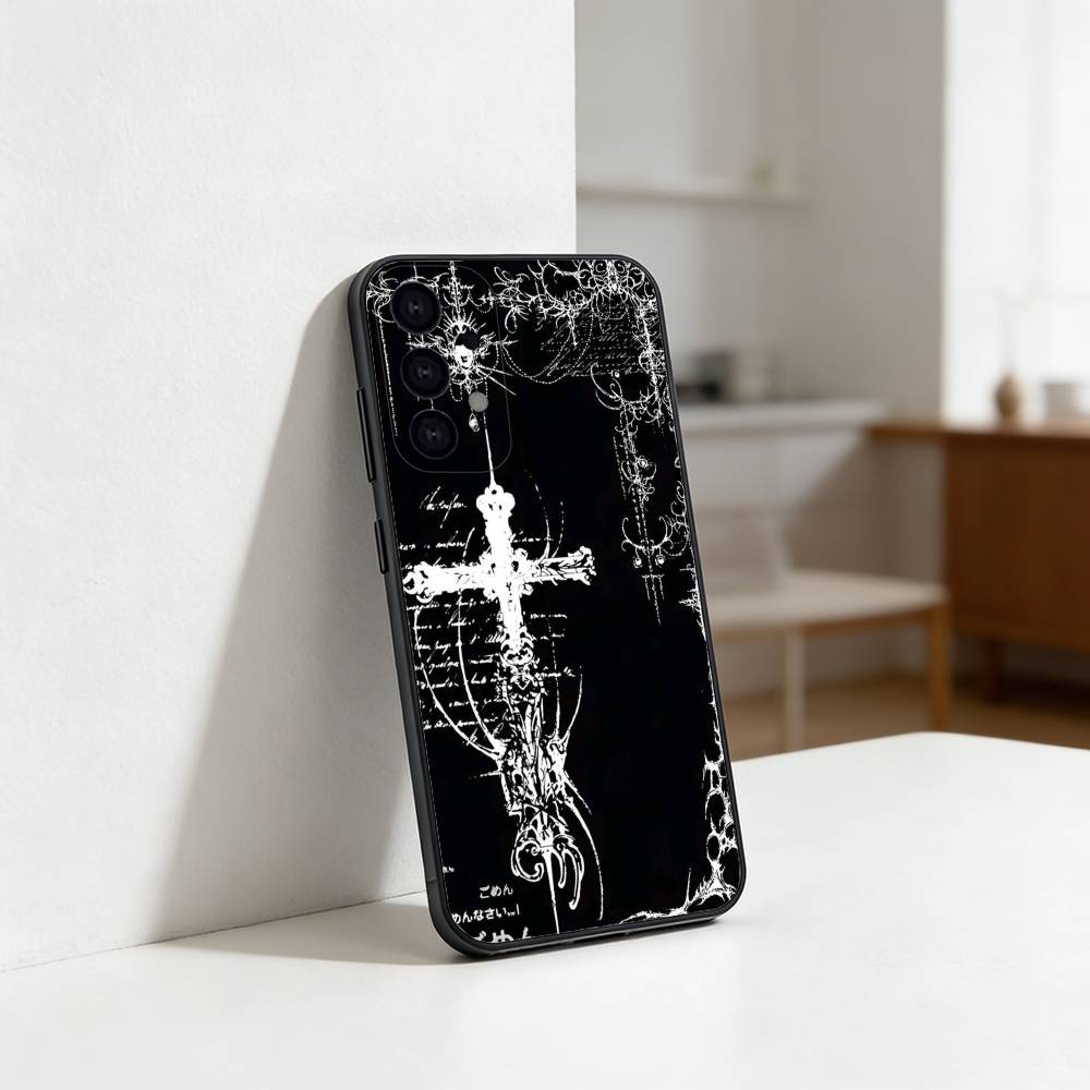 C-Cool Dark Gothic Cross Mark Phone Case For Samsung S25,S24,S21,S22,S23,S30,Ultra,S20,Plus,Fe,Lite Black Shell