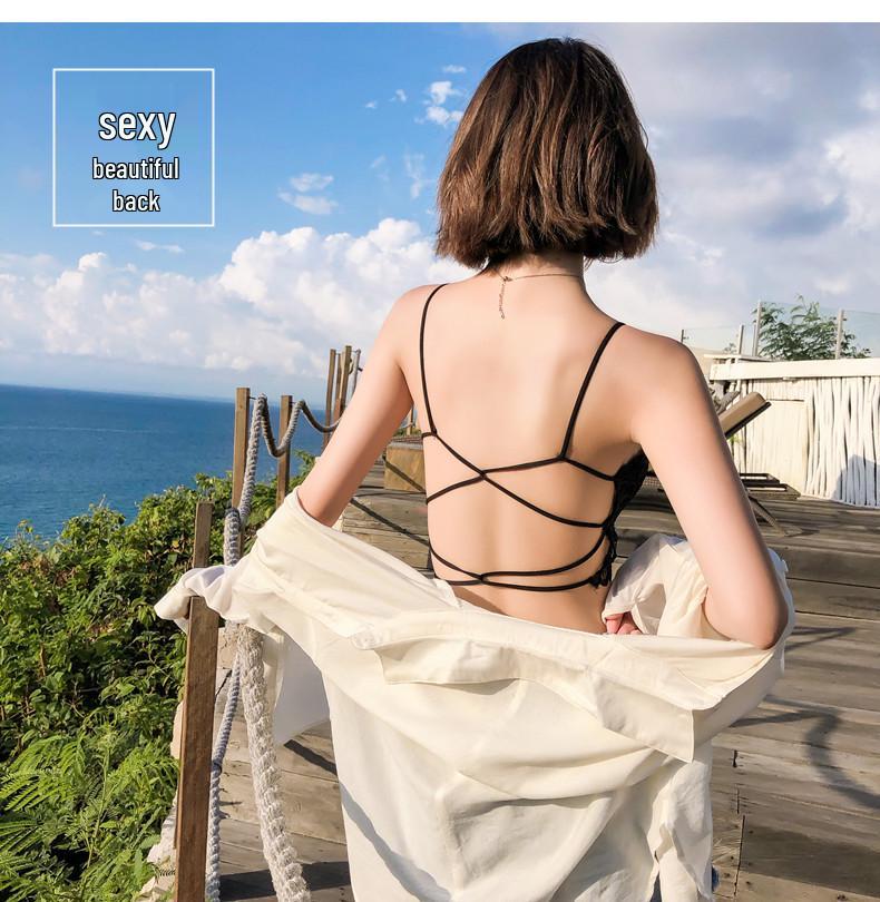 Stylish Back Cross Lace Push-Up Strapless Bra