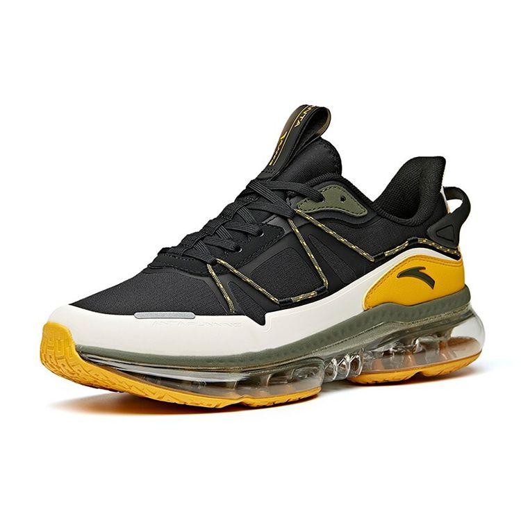 Anta Running Series Full-Length Air Cushion Low-Top Running Shoes Men sneakers Black White Yellow 912045503-2