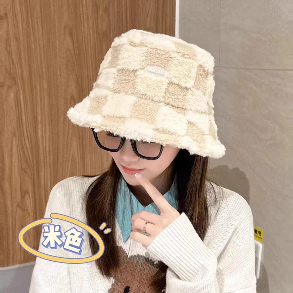 Women's Fashion Cap Autumn and Winter Thicken Warm Hat Korean Style Cold Proof Windproof Sherpa Bucket Hat