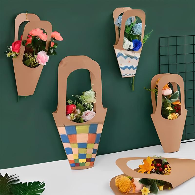 10Pcs Kraft Paper Flower Bag Valentine'S Day And Mother'S Day Bouquet Wrapping Paper