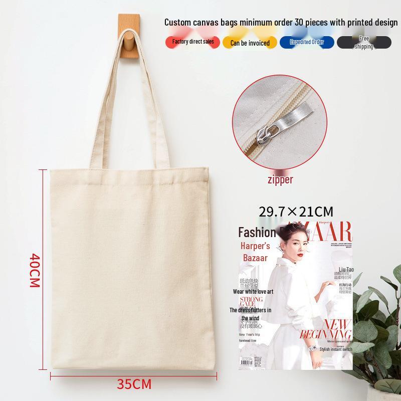 Black Canvas Tote Bag with Logo Print - Eco-friendly for Students