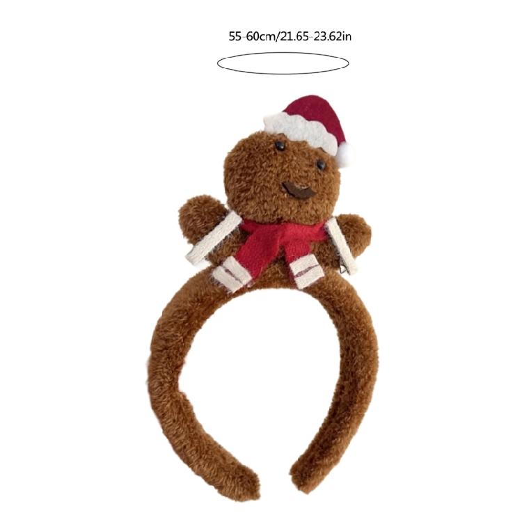 Plush Christmas Themed Headband Festival Props Hairhoop Family Gathering Headwear Holiday Celebration Party Headpiece
