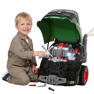 Kids Truck Engine Toy, Toy Steering Wheel with Spray, Lights and Sounds, Educational Gifts for 3-6 Years, Green