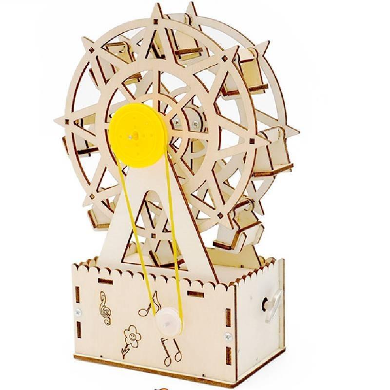 Wooden Diy Rotating Music Ferris Wheel Educational Steam Toy For Kids Customizable Material