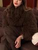 2024 Women's Elegant Solid Color Fur Coat: European & American Style, Long-Sleeved, Winter Warmth