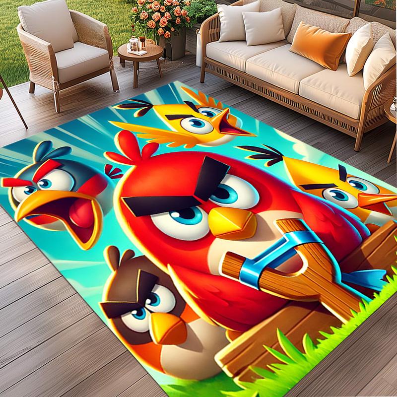 Angry Birds Print Rug, Washable Floor Carpet, For Entryway Dorm Laundry Room Office Study, Home Decor Birthday Christmas Gift