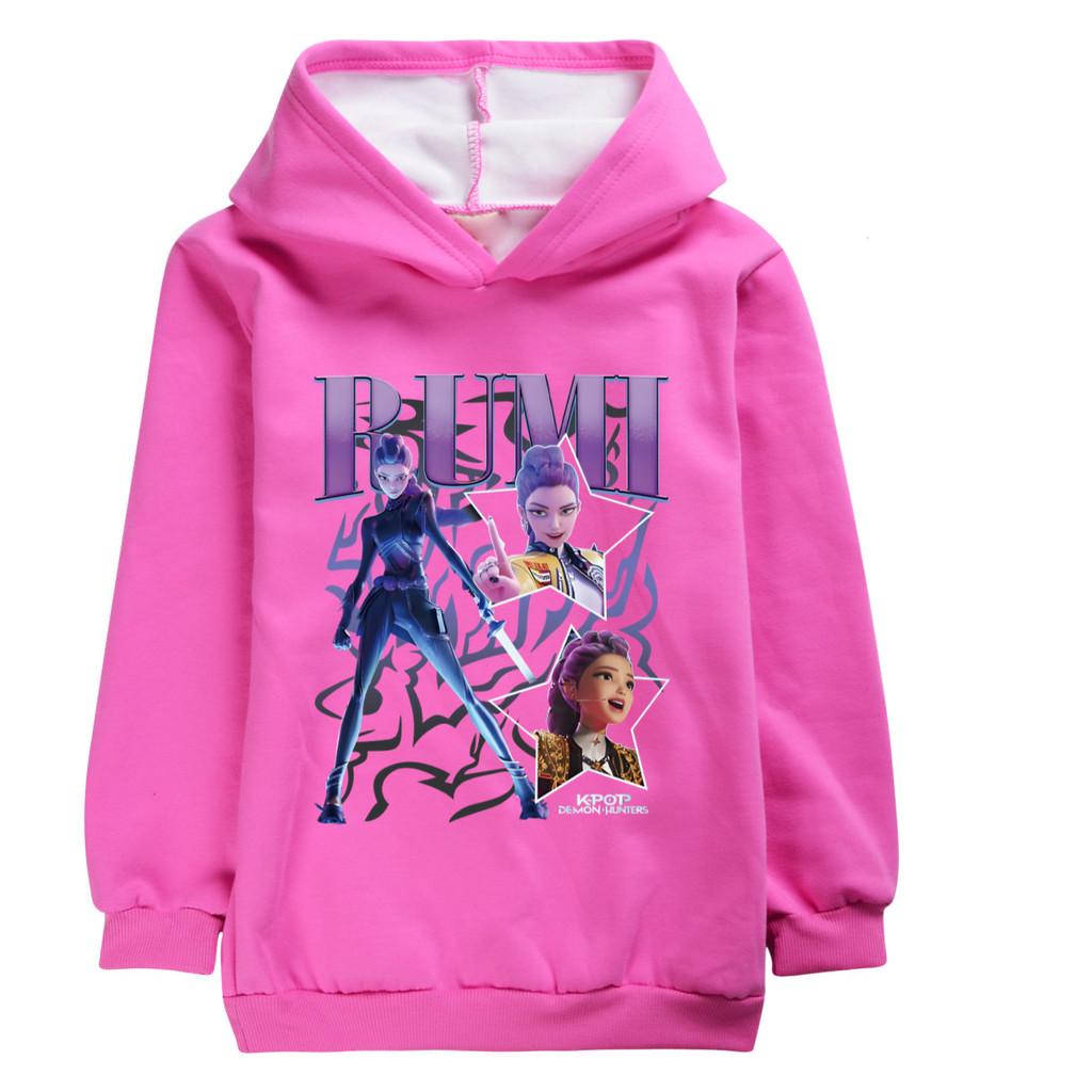 5008 Fashion Rumi Kpop Rumi Zoey Mira Print Kids Girls Long Sleeves Velvet Warm Winter Hoodie