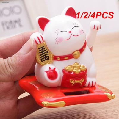 1/2/4 STÜCK Solarbetriebene Maneki Neko Winkende Arm Winkende Glückskatze Glückskatze Für Heim-, Büro- und Autodekoration