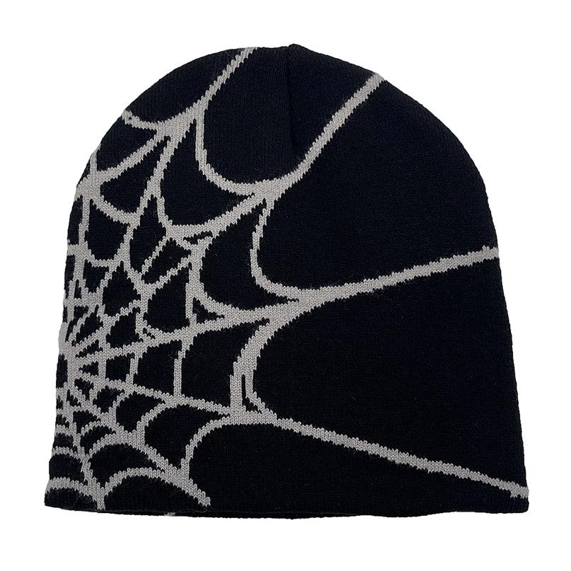 Beanie Fine 2026 Hot Colorful Spider Web Jacquard Acrylic Silk Stretch Textured Charms Golf Beanie Cap