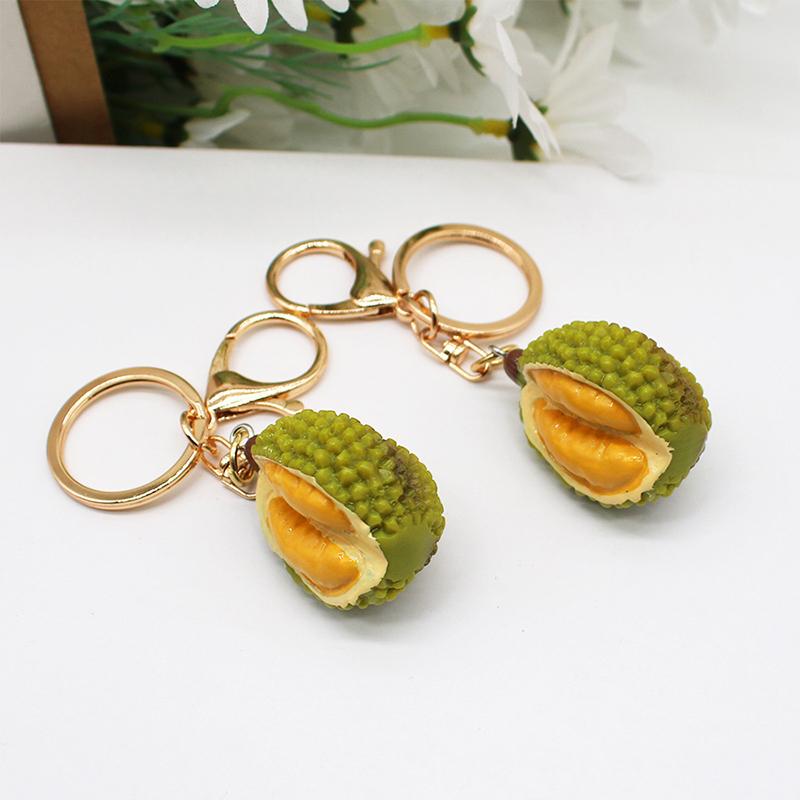 Creative Durian Keychain Funny Simulation Fruit Small Pendant Car Key Ring Bag Pendant Backpack Hanging Decorations Gifts