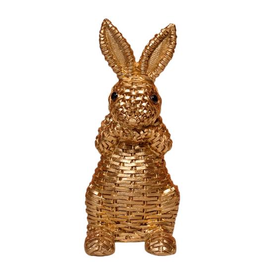 Yousheng Bunny Decoration Rattan Effect Resin Candle Holder Imitation Rattan Texture Easter Bunny Ornament Resin Figurine Home Table
