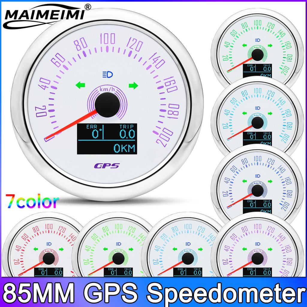 85MM GPS Speedometer + GPS Antenna Sensor for Boat Car Motorcycle 7 Colors Backlight Speedometer Trip ODO with Turn Signal