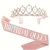 Birthday Party Dance Crown Sash Set Crown Shoulder Strap Birthday Gift Decoration for Women