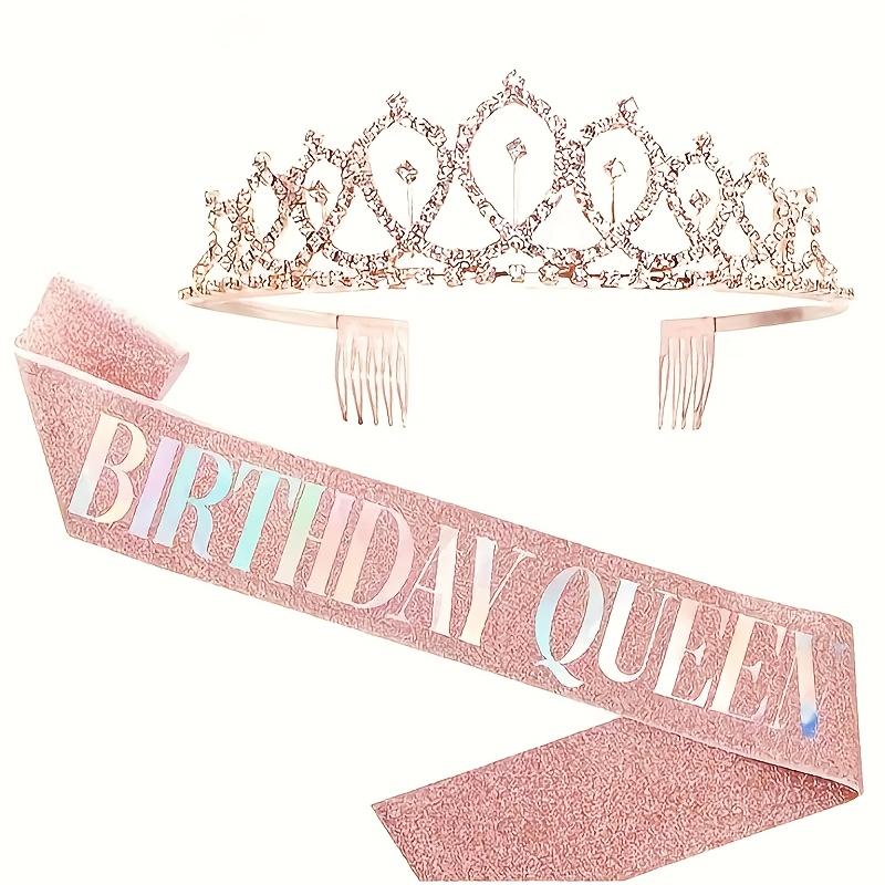 Birthday Party Dance Crown Sash Set Crown Shoulder Strap Birthday Gift Decoration for Women