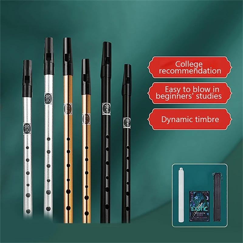 Tin Penny Whistle Flute 6 Hole Metal Flute C/D Key Irish Whistle Instrument Woodwind for Beginners Easy To Play