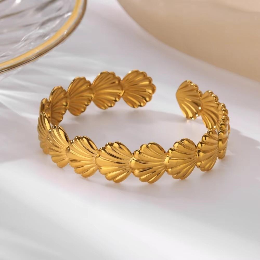 Starfish Shell Bracelet Gold Color Vintage Cuff Bracelets Elegant Opening Bangles  Girl